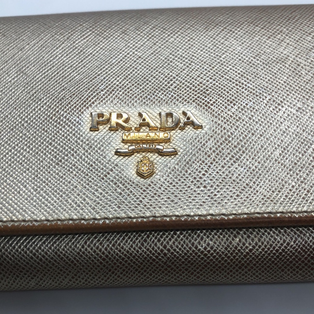 Gold Prada Saffiano Leather Long Wallet - Picture 3 of 12